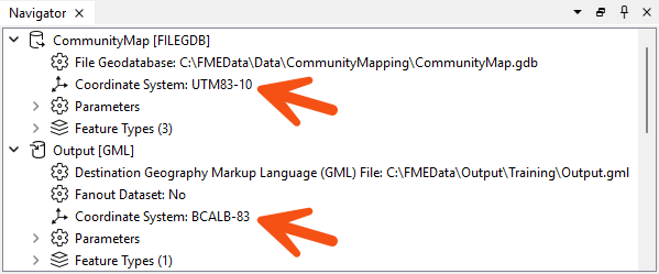 Viewing writer coordinate system in the Navigator